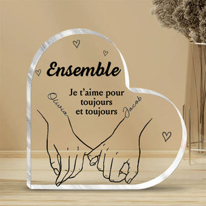 Couple personnalisé personnalisé Plaque acrylique en forme de coeur - cadeau pour mari femme, anniversaire