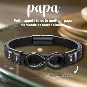 Bracelet Infini Personnalisé pour Papa – Avec Noms des Enfants Gravés