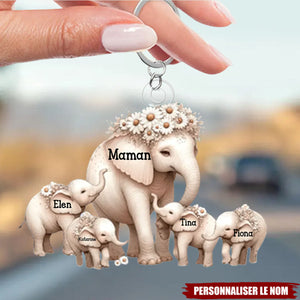 Porte-Clés Éléphants Personnalisé – Maman & Ses Petits