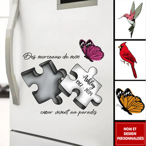 Autocollant Mémoriel Personnalisé avec Papillon, Libellule et Plume du Paradis