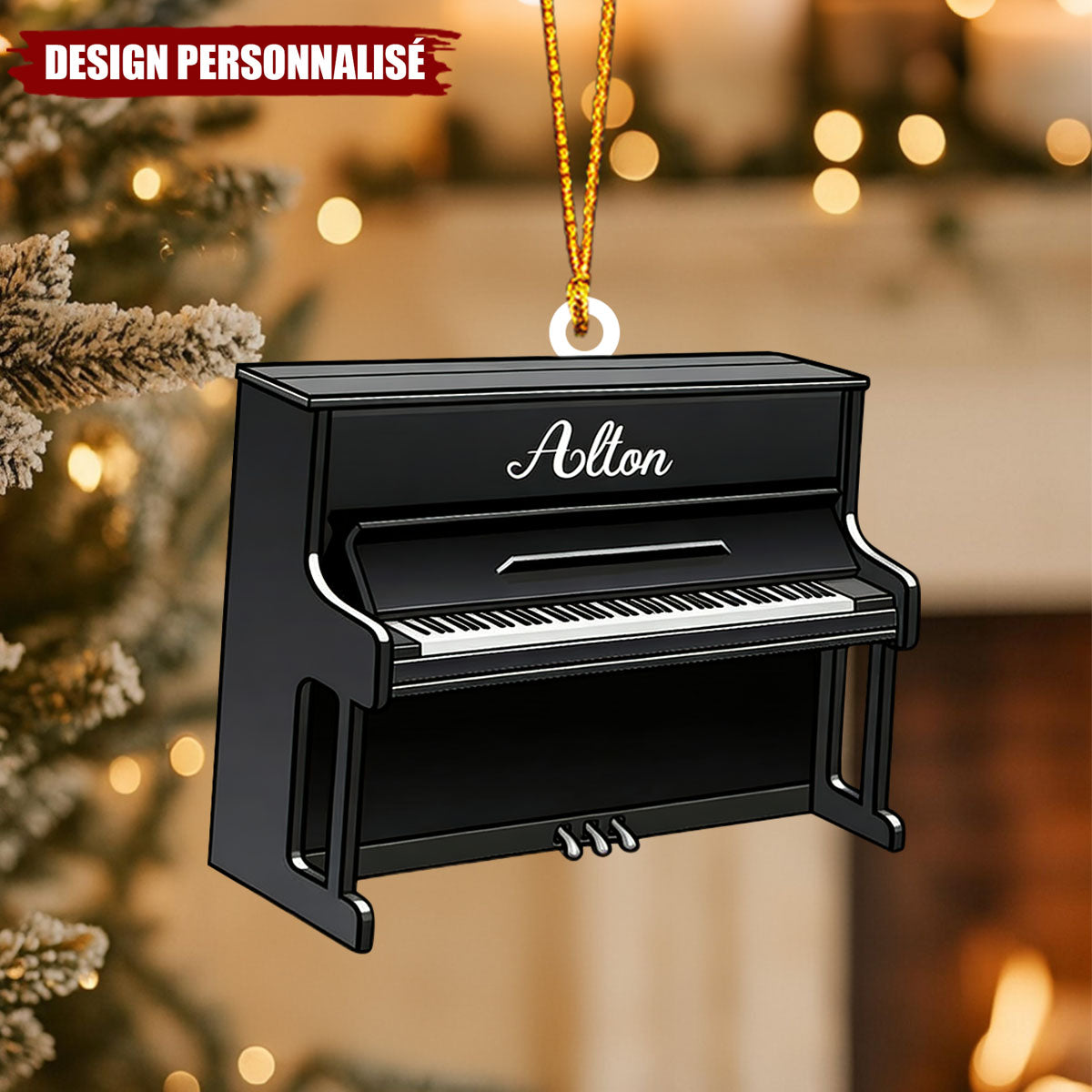 Ornement de Noël Piano Personnalisé – Cadeau pour Amateur de Musique