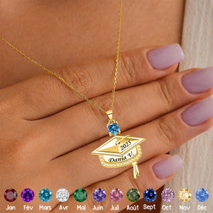 Collier Personnalisé de Remise de Diplôme avec Pierre de Naissance – Cadeau Mémorable