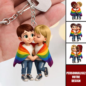 Porte-clés Acrylique Personnalisé – Couple LGBT "Love is Love" – Spécial Fierté