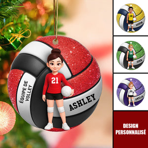 Ornement de Noël Volleyball Personnalisé - Cadeau Unique pour les Fans de Sport