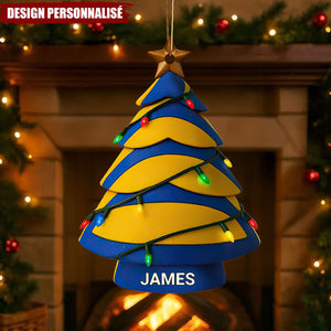 Ornement de Noël Personnalisé en Forme de Sapin – Design Sportif Unique