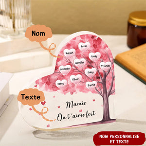 À ma Maman/Mamie - Plaque Acrylique Arbre en Forme de Cœur