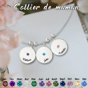 Collier Personnalisé avec Nom Gravé et Pierre de Naissance – Cadeau pour la Fête des Mères