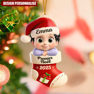 Ornement de Noël Personnalisée – Bébé dans la Botte “Premier Noël 2025”