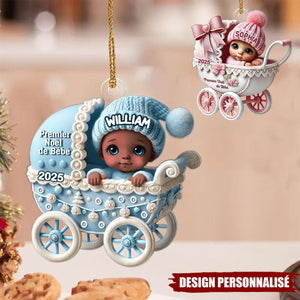 Suspension de Noël Personnalisée – Bébé nouveau-né dans un landau