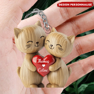 Porte-clés Couple de Chats – Cadeau Mignon et Personnalisé
