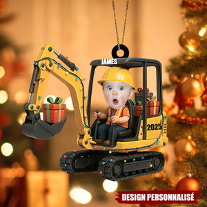 Décoration de Noël Personnalisée – Petit Conducteur de Pelleteuse