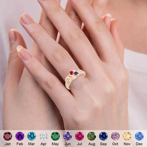 Toujours & Pour Toujours - Bague de Promesse Personnalisée avec Pierres de Naissance pour Couple