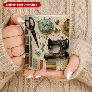 Mug machine à coudre personnalisé - Cadeau pour les amateurs de bricolage