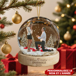 Ornement de Fiançailles Personnalisé avec Photo – Cadeau d’Amour Unique