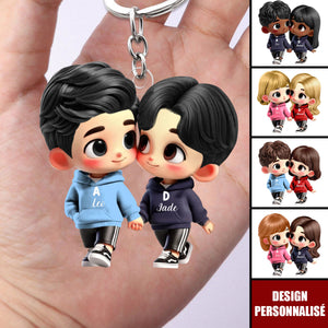Porte-clés Couple Personnalisé – Mignon et Unique, Cadeau Romantique pour Lui & Elle
