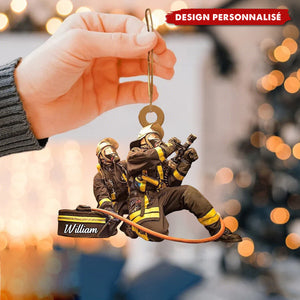 Ornement de Sapin Personnalisé Pompier – Cadeau de Noël Unique et Touchant