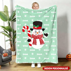 Couverture Personnalisée Bonhomme de Neige – Douce, Chaleureuse et Parfaite pour les Enfants