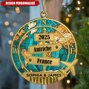 Ornement de Noël Personnalisé – Globe des Aventures 2025