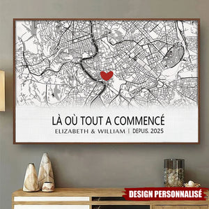 Affiche Carte Personnalisée – Le Début de Notre Histoire