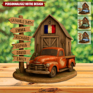 Ferme Familiale Personnalisée avec Camionnette Vintage – Cadeau Unique pour Famille