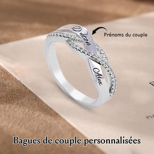 Bague Couple Personnalisée – Gravée avec Prénoms & Message d’Amour
