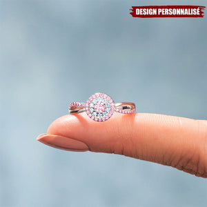 Bague "Maman d’un Ange" – Design Personnalisé avec Pierres Roses et Bleues