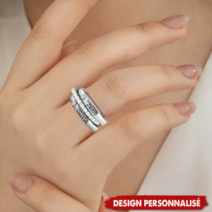 Bague Couple Personnalisée avec Noms et Pierres de Naissance