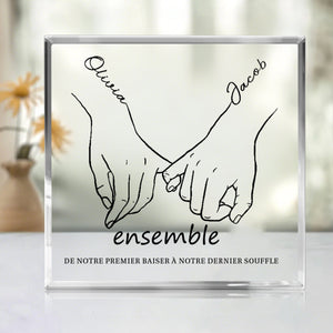 Je t’aime pour toujours et toujours - Couple personnalisé personnalisé carré en forme de Plaque acrylique - cadeau pour mari femme, anniversaire