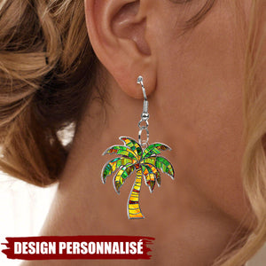 Créoles en Acrylique Personnalisées – Style Vitrail Inspiré de la Plage