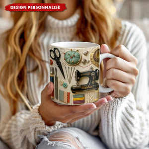 Mug machine à coudre personnalisé - Cadeau pour les amateurs de bricolage