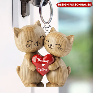 Porte-clés Couple de Chats – Cadeau Mignon et Personnalisé