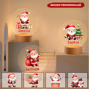 Lampe LED Personnalisée – Père Noël et Cadeaux de Noël avec Prénom