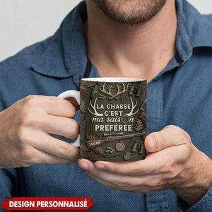Mug Chasseur Personnalisé – “La Chasse, Ma Saison Préférée”