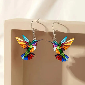 Boucles d'Oreilles Colibri Colorées - Cadeau pour les Amoureux des Oiseaux