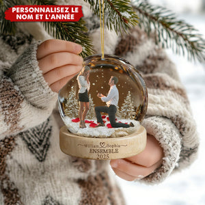 Ornement de Fiançailles Personnalisé avec Photo – Cadeau d’Amour Unique