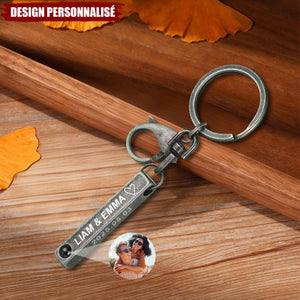 Porte-clés de projection photo personnalisé - Cadeau d’amour inoubliable