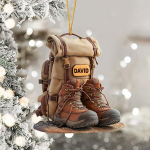 Ornement Personnalisé Sac à Dos & Bottes de Randonnée – Cadeau Aventurier
