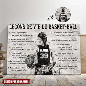 Affiche personnalisée des leçons de vie du basket-ball – Cadeau pour les passionnés de basket-ball