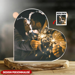 Plaque Photo Cœur Personnalisée — Souvenir d’Anniversaire, Saint-Valentin & Mariage