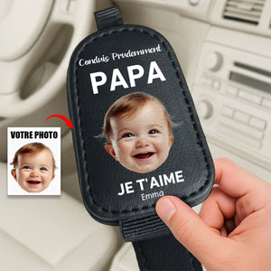 Support de lunettes de voiture personnalisé – Photo, "Conduis prudemment papa, amour éternel" – Cadeau familial personnalisé