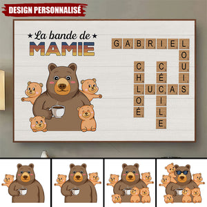 Affiche Personnalisé ‘La Bande à Papy / Mamie’ – Cadeau Familial avec Noms et Ours Adorables