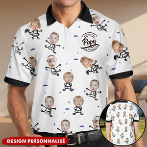 Meilleur Papa du Monde – Cadeau Personnalisé pour Papa ou Papi avec Photo sur Polo