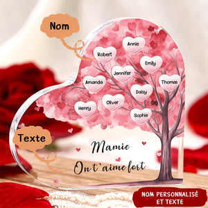 À ma Maman/Mamie - Plaque Acrylique Arbre en Forme de Cœur