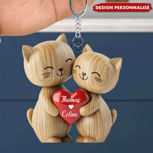 Porte-clés Couple de Chats – Cadeau Mignon et Personnalisé