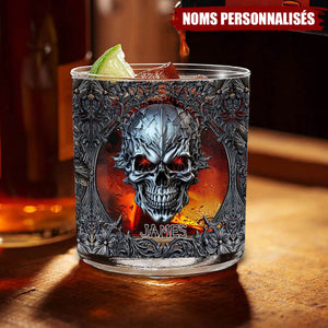 Verre à Whisky Crâne Métallique Personnalisé – Gravure de Nom