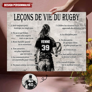 Affiche Personnalisée des Leçons de Vie du Rugby – Cadeau pour les Passionnés de Rugby