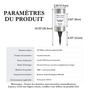 Lampe Solaire de Jardin Personnalisée – Cadeau commémoratif familial avec nom et silhouette