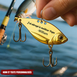 Appât de Pêche Personnalisé – "J'ai attrapé le meilleur Papa" avec Nom Gravé – Cadeau Fête des Pères Original