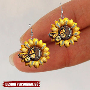 Boucles d’oreilles personnalisées Tournesol – Cadeau Unique pour Maman