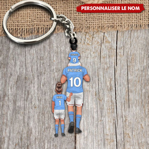 Porte-clés Équipe de Football Personnalisé – Papa et Enfants avec Prénoms et Numéros